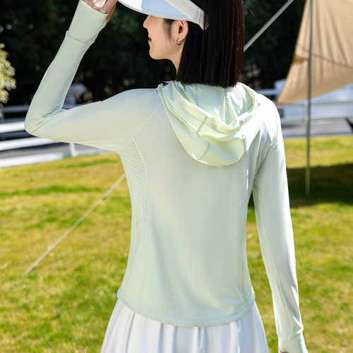 原紗防曬衣女UPF99+戶外冰絲瑜伽款連帽防曬服夏防紫外線釣魚服