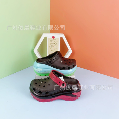 明星同款光輪洞洞鞋增高厚底涼拖鞋高顔值個性百搭戶外防滑包頭鞋