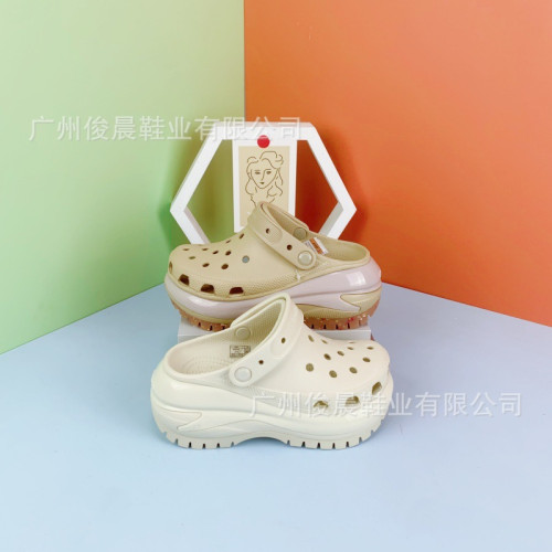 明星同款光輪洞洞鞋增高厚底涼拖鞋高顔值個性百搭戶外防滑包頭鞋