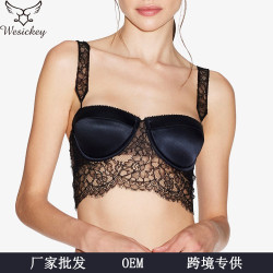 性感蕾絲內衣女薄款純欲美背法式內衣抹胸小胸顯大聚攏文胸罩