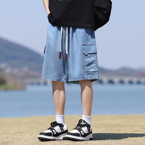 JYF-C2301工裝牛仔短褲男士夏季薄款潮休閒中褲男生寬松大碼五分