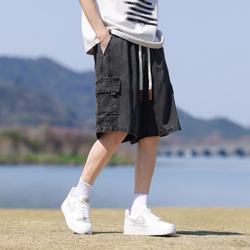 JYF-C2301工裝牛仔短褲男士夏季薄款潮休閒中褲男生寬松大碼五分