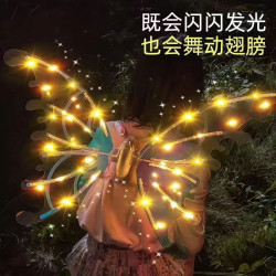 電動精靈發光翅膀會動的蝴蝶背飾道具帶燈兒童男女孩玩具
