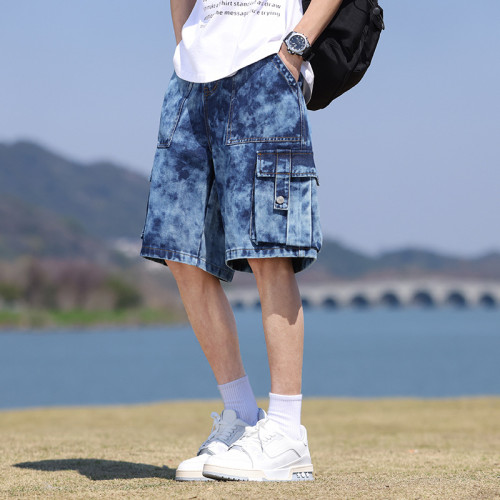 JYF-C2386工裝短褲男夏季薄款潮牌痞帥牛仔中褲寬松五分褲
