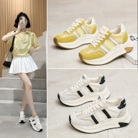 厚底阿甘鞋女2025夏季網面透氣小個子增高運動休閒鞋百搭德訓鞋女