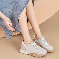 牛皮~小個子內增高7cm夏款透氣芭蕾德訓鞋女運動阿甘鞋厚底休閒鞋