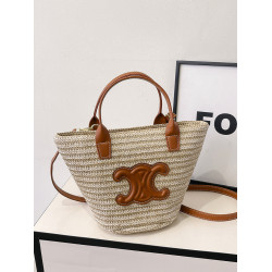 夏季新款凱旋門編織菜籃子包手提包度假沙灘草編包單肩斜後後背包