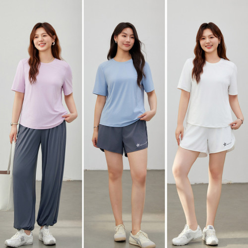 【戶外運動風防曬T恤休閒簡約三件套】纖莉秀大碼女裝胖mm夏新款