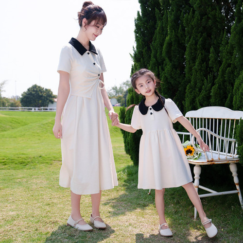 2025夏裝新款韓系母女親子裝連衣裙高級洋氣母子姐弟裝一家四口潮