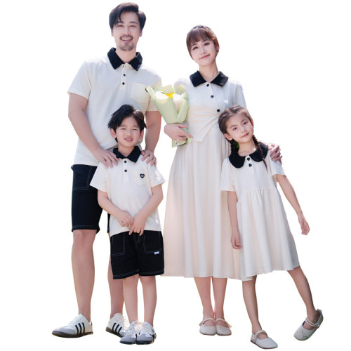 2025夏裝新款韓系母女親子裝連衣裙高級洋氣母子姐弟裝一家四口潮
