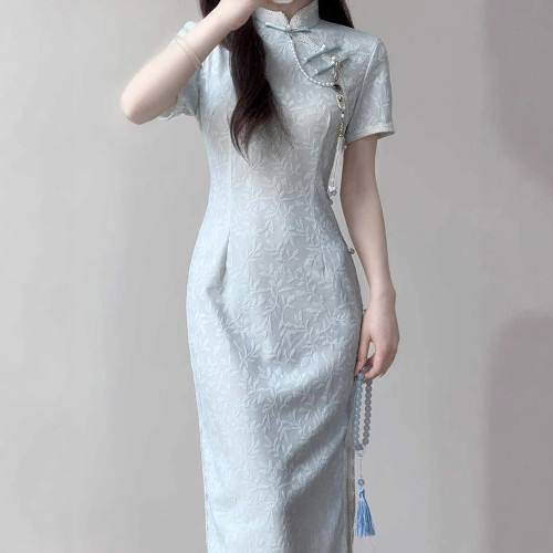 旗袍小個子2025春夏季新中式年輕款套裝高貴訂婚改良旗袍連衣裙子