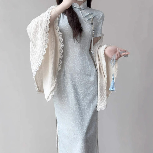 旗袍小個子2025春夏季新中式年輕款套裝高貴訂婚改良旗袍連衣裙子
