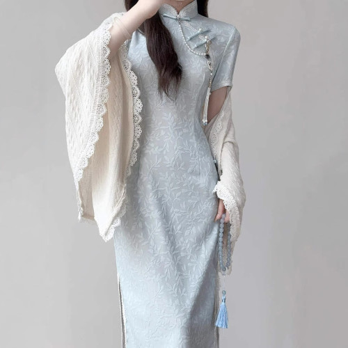 旗袍小個子2025春夏季新中式年輕款套裝高貴訂婚改良旗袍連衣裙子