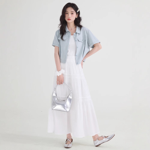 美式薄款短袖襯衫外套女2025夏季新款翻領開衫亞麻透氣小個子襯衣