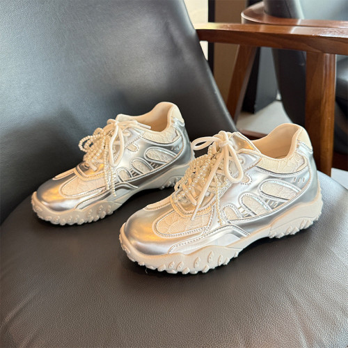 內增高德訓鞋女2025夏新款網面運動鞋透氣老爹鞋7cm女鞋厚底單鞋