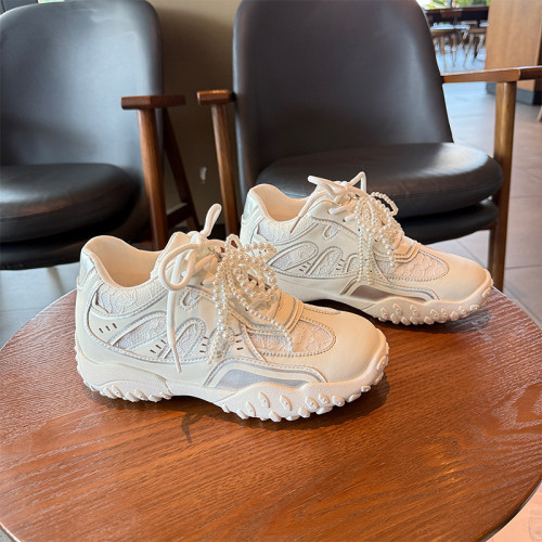 內增高德訓鞋女2025夏新款網面運動鞋透氣老爹鞋7cm女鞋厚底單鞋