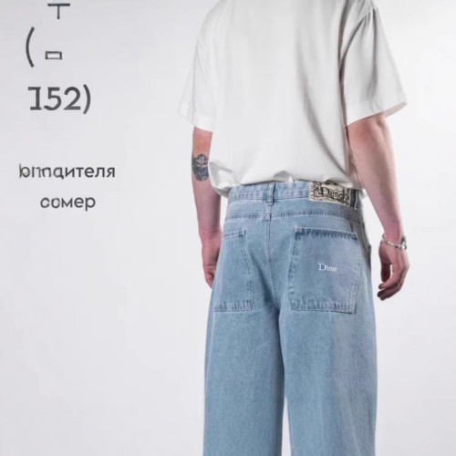 滑板潮Dime BAGGY 直筒潮牌純棉寬松DENIM PANTS刺綉牛仔短褲