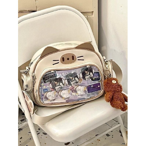 二次元新款Y2K千禧辣妹機械貓透明吧唧穀子痛包學生女通勤百搭背 二次元新款Y2K千禧辣妹機械貓透明吧唧穀子痛包學生女通勤百搭背