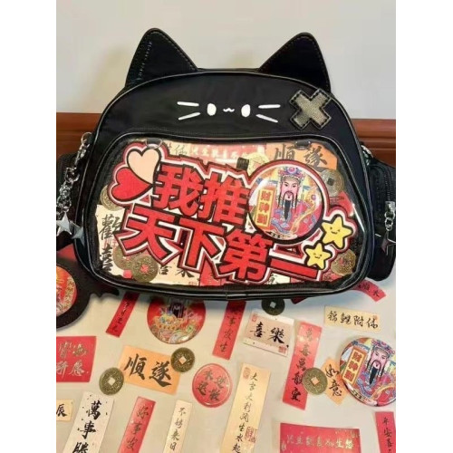 二次元新款Y2K千禧辣妹機械貓透明吧唧穀子痛包學生女通勤百搭背 二次元新款Y2K千禧辣妹機械貓透明吧唧穀子痛包學生女通勤百搭背