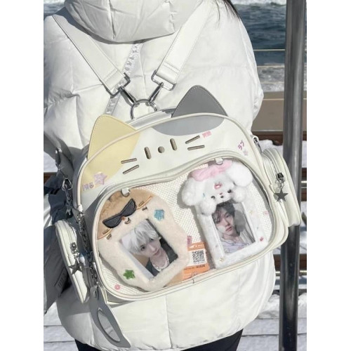 二次元新款Y2K千禧辣妹機械貓透明吧唧穀子痛包學生女通勤百搭背 二次元新款Y2K千禧辣妹機械貓透明吧唧穀子痛包學生女通勤百搭背