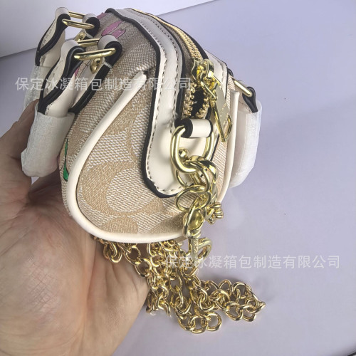 25蔻c家經典波士頓單肩迷你印花枕頭包百搭手提包斜後背包大牌包包
