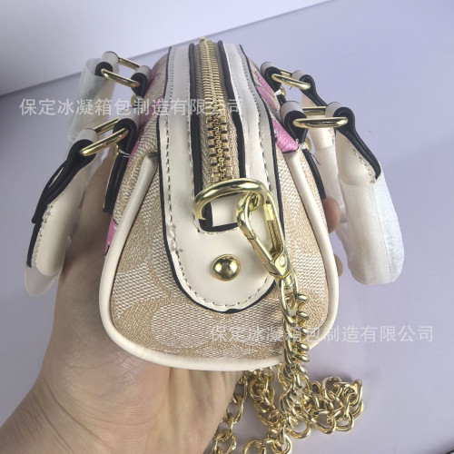 25蔻c家經典波士頓單肩迷你印花枕頭包百搭手提包斜後背包大牌包包