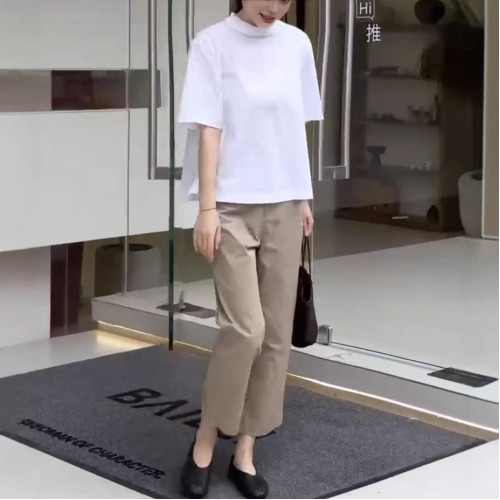 25200大愛美依緣2025夏季新款簡約通勤質感寬松上衣休閒九分褲女