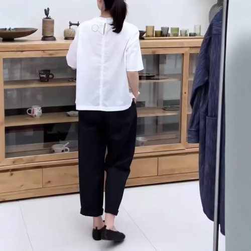 25200大愛美依緣2025夏季新款簡約通勤質感寬松上衣休閒九分褲女
