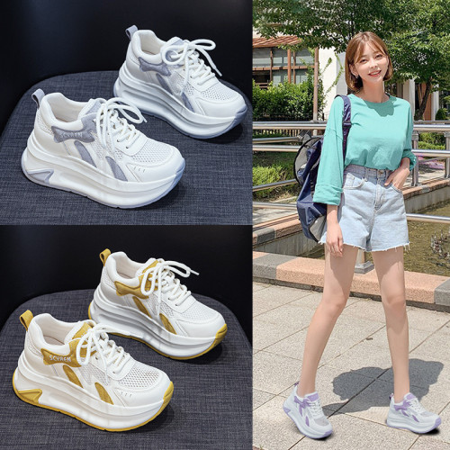 小個子厚底增高阿甘鞋女2025新款小白鞋休閒時尚百搭透氣運動女鞋