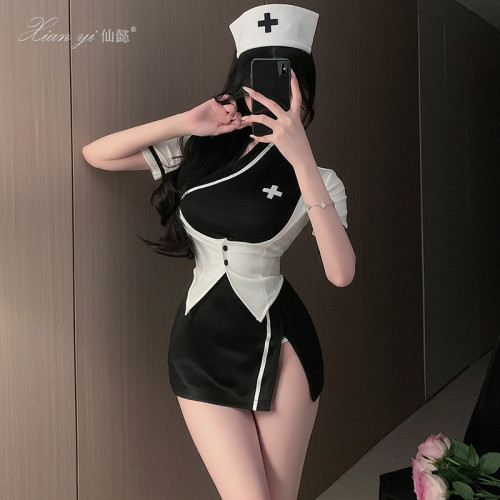 仙懿情趣內衣萬聖節護士製服誘惑性感包臀裙免脫cos服套裝qqny680