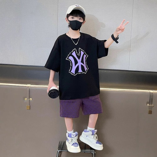 男童休閒寬松套裝2025夏季新款兒童韓版洋氣短袖中大童薄款兩件套