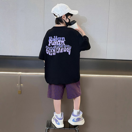 男童休閒寬松套裝2025夏季新款兒童韓版洋氣短袖中大童薄款兩件套