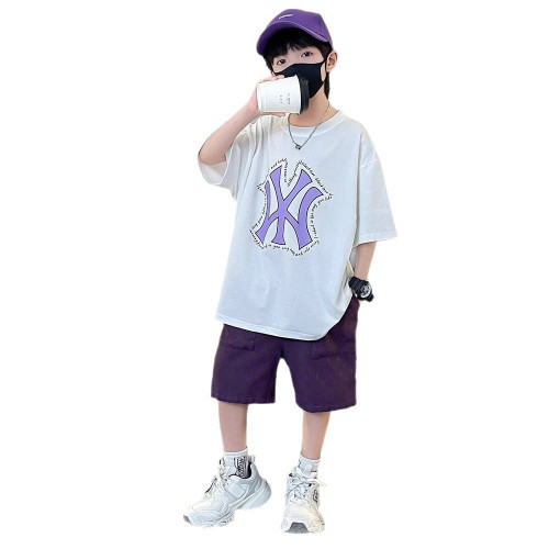 男童休閒寬松套裝2025夏季新款兒童韓版洋氣短袖中大童薄款兩件套