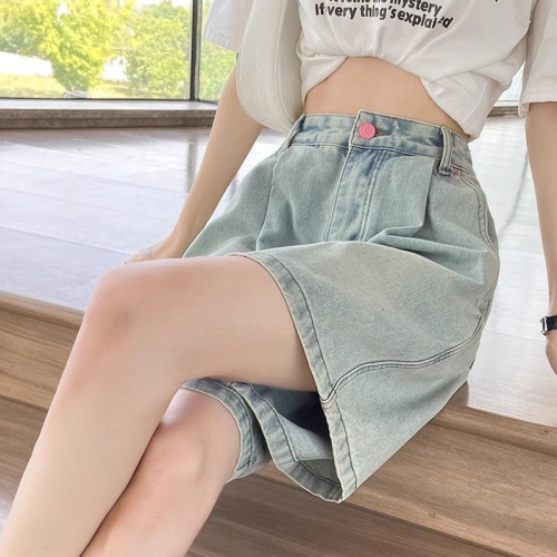 牛仔短褲女夏季薄款2025新款胖mm高腰寬松顯瘦小個子濶腿五分中褲