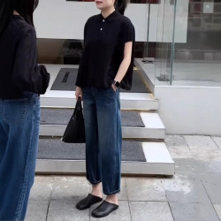 25215大愛美依緣2025夏季新款短袖t恤爆款polo衫寬松牛仔褲時尚女