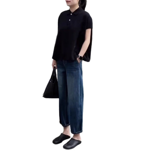 25215大愛美依緣2025夏季新款短袖t恤爆款polo衫寬松牛仔褲時尚女