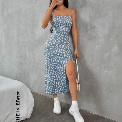 2024歐美女裝shein裙子夏季新款衣服吊帶裙連衣裙