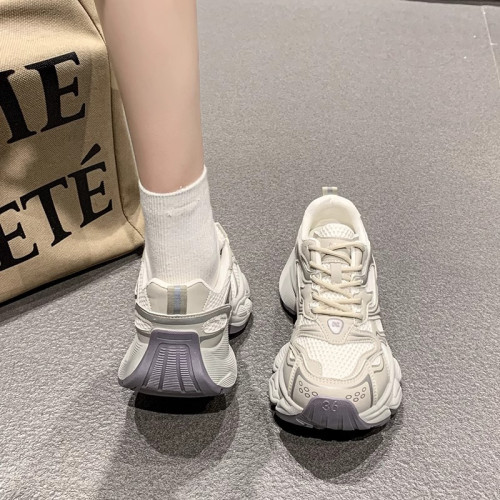 老爹鞋女2025年春夏季新款時尚百搭網面透氣厚底增高休閒運動鞋潮
