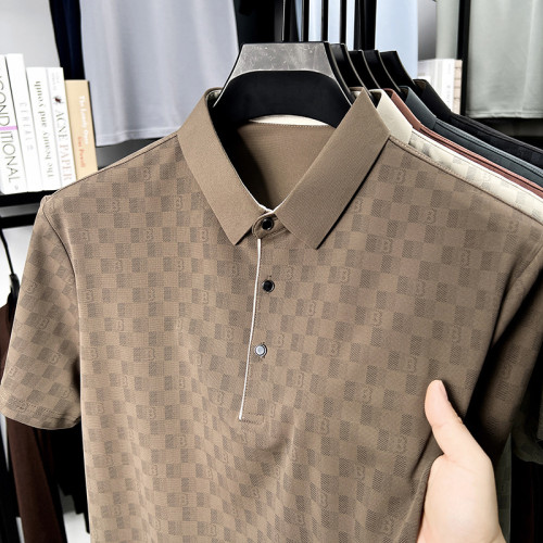 3185畱意2025夏季同款男式Polo衫輕商務數碼印花薄款翻領短袖