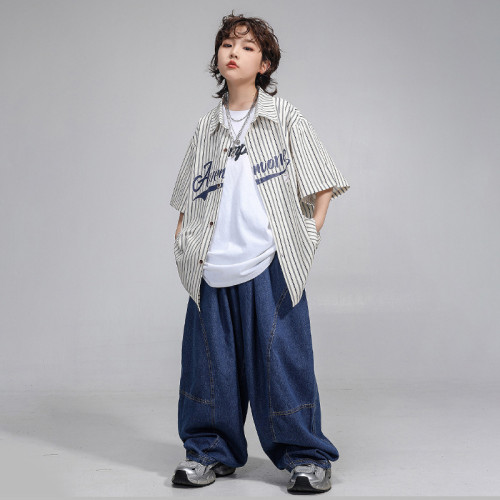 街舞潮服男童短袖上衣酷帥女童嘻哈少兒hiphop穿搭六一演出服裝夏