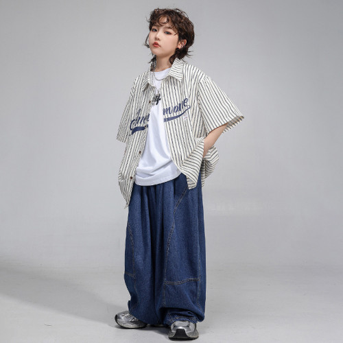 街舞潮服男童短袖上衣酷帥女童嘻哈少兒hiphop穿搭六一演出服裝夏