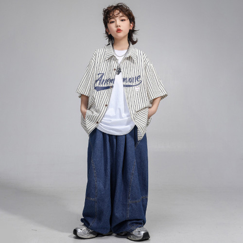 街舞潮服男童短袖上衣酷帥女童嘻哈少兒hiphop穿搭六一演出服裝夏