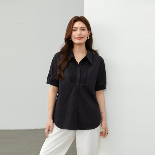 【時尚洋氣通勤氣質翻領百搭襯衫】纖莉秀大碼女裝胖mm2025夏新款