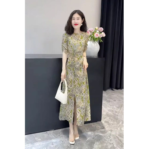 微胖大碼女裝夏日雪紡連衣裙氣質減齡碎花穿搭漂亮裙子胖妹妹顯瘦