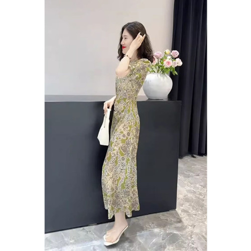 微胖大碼女裝夏日雪紡連衣裙氣質減齡碎花穿搭漂亮裙子胖妹妹顯瘦