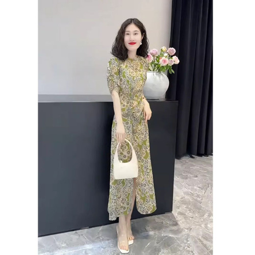 微胖大碼女裝夏日雪紡連衣裙氣質減齡碎花穿搭漂亮裙子胖妹妹顯瘦