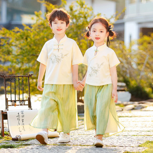 兒童夏季六一演出服2025新中式古風男女童大合唱詩歌朗誦表演服