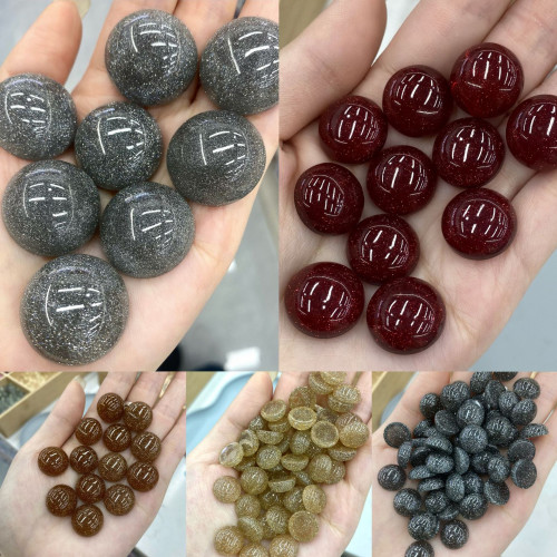 半圓爆閃細閃半面貼片 DIY服飾頭飾耳環耳釘配件材料散珠現貨批髮