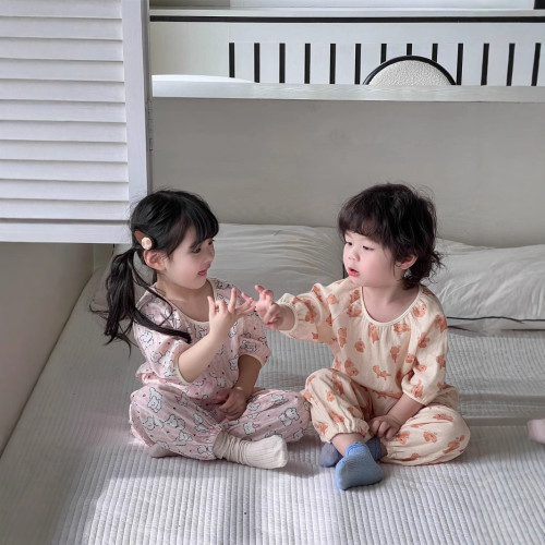 初辰夏款A類家居服套裝2025夏季新款兒童休閒睡衣兩件套寶寶睡衣
