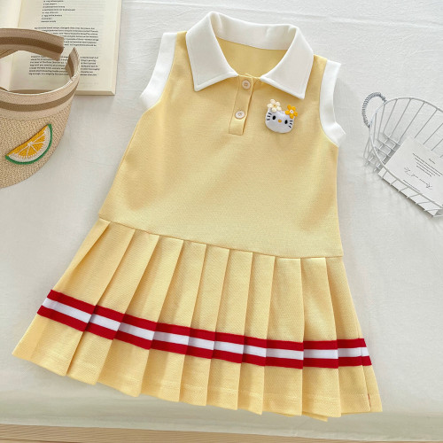 2025新品學院風女童polo連衣裙套裝姐妹款寶寶卡通兔17272-17273